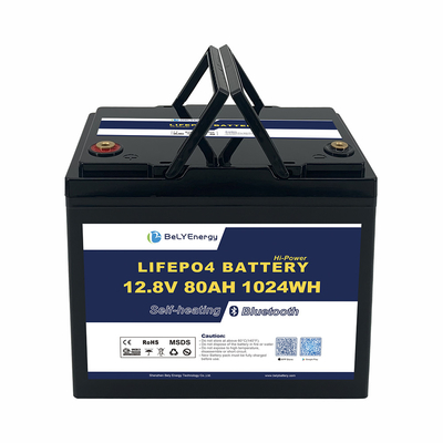 BT ve kendi kendini ısıtma ile şarj edilebilir 12V80AH Lityum pil